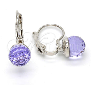 White Gold Filled Ring — Leverback Earring Disco Design with Provence Lavander Swarovski — main product view — SKU 108516 | Oro Laminado Blanco anillo — Leverback Earring Disco diseño with Provence Lavander Swarovski — SKU 108516