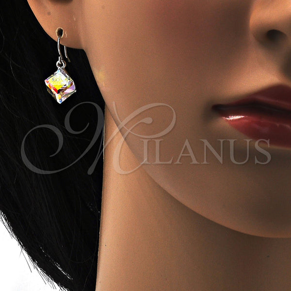 White Gold Filled Ring — Dangle Earring with White Platina Swarovski Crystals Polished — alternate product view — SKU 108518 | Oro Laminado Blanco anillo — Dangle Earring with blanco Platina Swarovski Crystals pulido — SKU 108518