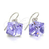 Rhodium Gold Filled Dangle Earring, with Amethyst Swarovski Crystals, Polished, Rhodium Finish, 02.239.0002.2