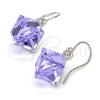 Rhodium Gold Filled Dangle Earring, with Amethyst Swarovski Crystals, Polished, Rhodium Finish, 02.239.0002.2
