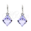 Rhodium Gold Filled Dangle Earring, with Amethyst Swarovski Crystals, Polished, Rhodium Finish, 02.239.0002.2