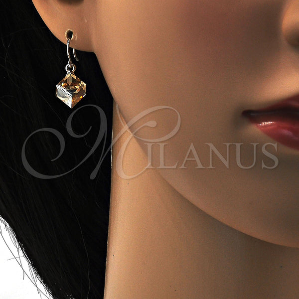 White Gold Filled Ring — Dangle Earring with Light Silk Swarovski Crystals Polished — alternate product view — SKU 108521 | Oro Laminado Blanco anillo — Dangle Earring with Light Silk Swarovski Crystals pulido — SKU 108521
