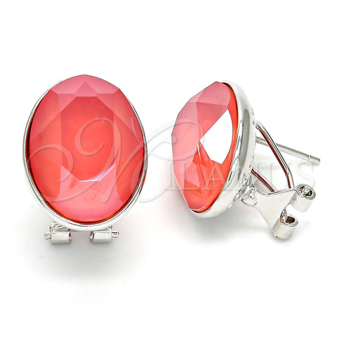Rhodium Gold Filled Stud Earring, with Padparadscha Swarovski Crystals, Polished, Rhodium Finish, 02.239.0015.2