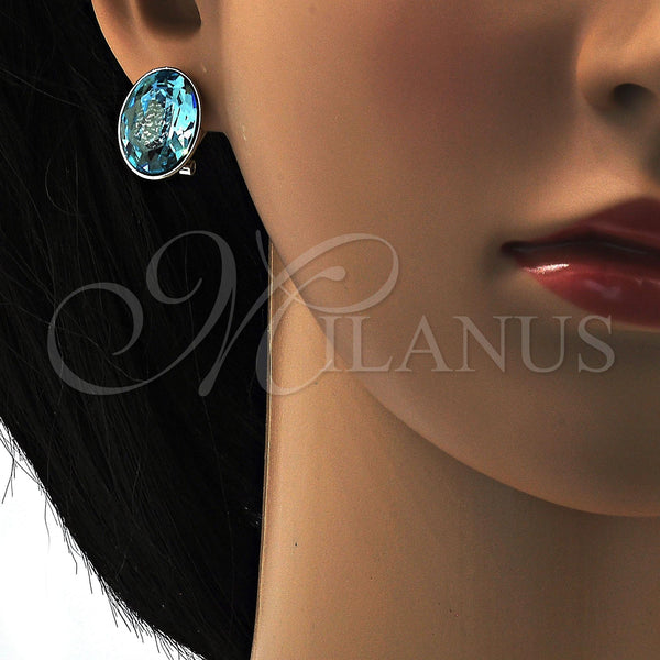 White Gold Filled Ring — Stud Earring with Light Turquoise Swarovski Crystals Polished — alternate product view — SKU 108528 | Oro Laminado Blanco anillo — Stud Earring with Light Turquoise Swarovski Crystals pulido — SKU 108528