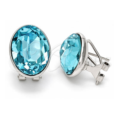 White Gold Filled Stud Earring, with Light Turquoise Swarovski Crystals, Polished, Rhodium Finish, 02.239.0015.3
