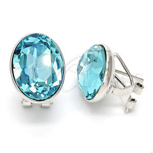 White Gold Filled Ring — Stud Earring with Light Turquoise Swarovski Crystals Polished — main product view — SKU 108528 | Oro Laminado Blanco anillo — Stud Earring with Light Turquoise Swarovski Crystals pulido — SKU 108528