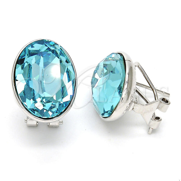 White Gold Filled Ring — Stud Earring with Light Turquoise Swarovski Crystals Polished — main product view — SKU 108528 | Oro Laminado Blanco anillo — Stud Earring with Light Turquoise Swarovski Crystals pulido — SKU 108528