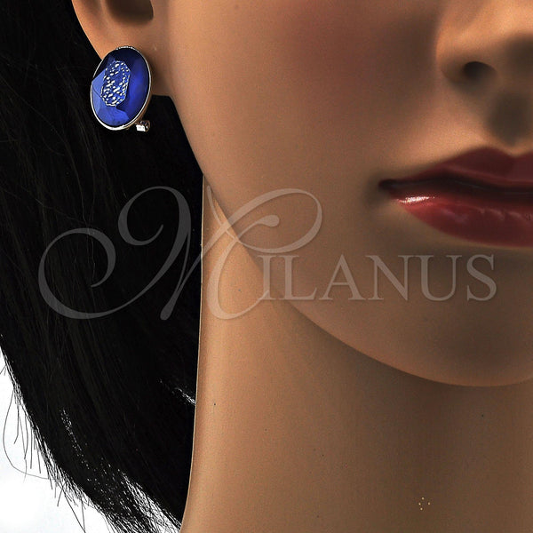 White Gold Filled Ring — Stud Earring with Bermuda Blue Swarovski Crystals Polished — alternate product view — SKU 108529 | Oro Laminado Blanco anillo — Stud Earring with Bermuda Blue Swarovski Crystals pulido — SKU 108529