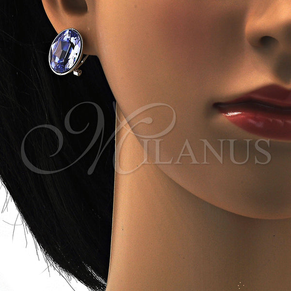 White Gold Filled Ring — Stud Earring with Provence Lavander Swarovski Crystals Polished — alternate product view — SKU 108530 | Oro Laminado Blanco anillo — Stud Earring with Provence Lavander Swarovski Crystals pulido — SKU 108530
