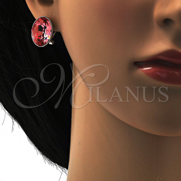 White Gold Filled Ring — Stud Earring with Rose Peach Swarovski Crystals Polished — alternate product view — SKU 108531 | Oro Laminado Blanco anillo — Stud Earring with Rose Peach Swarovski Crystals pulido — SKU 108531