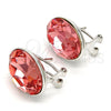 Rhodium Gold Filled Stud Earring, with Rose Peach Swarovski Crystals, Polished, Rhodium Finish, 02.239.0015.6