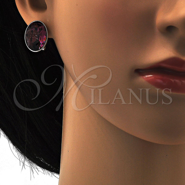 White Gold Filled Ring — Stud Earring with Amethyst Swarovski Crystals Polished 02. — alternate product view — SKU 108532 | Oro Laminado Blanco anillo — Stud Earring with Amethyst Swarovski Crystals pulido 02. — SKU 108532