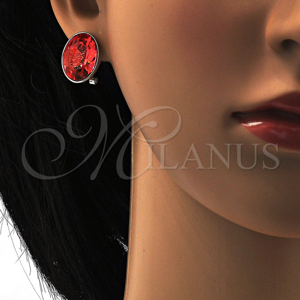 White Gold Filled Ring — Stud Earring with Light Siam Swarovski Crystals Polished — alternate product view — SKU 108533 | Oro Laminado Blanco anillo — Stud Earring with Light Siam Swarovski Crystals pulido — SKU 108533