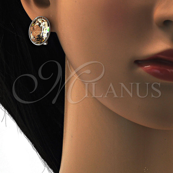 White Gold Filled Ring — Stud Earring with Light Silk Swarovski Crystals Polished — alternate product view — SKU 108534 | Oro Laminado Blanco anillo — Stud Earring with Light Silk Swarovski Crystals pulido — SKU 108534