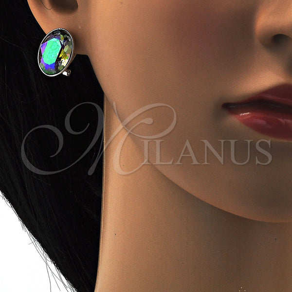 White Gold Filled Ring — Stud Earring with Paradise Shine Swarovski Crystals Polished — alternate product view — SKU 108535 | Oro Laminado Blanco anillo — Stud Earring with Paradise Shine Swarovski Crystals pulido — SKU 108535
