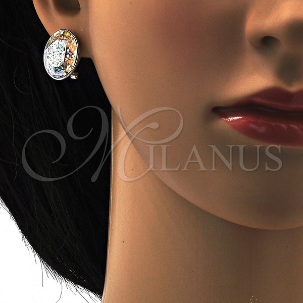 White Gold Filled Ring — Stud Earring with White Platina Swarovski Crystals Polished — alternate product view — SKU 108536 | Oro Laminado Blanco anillo — Stud Earring with blanco Platina Swarovski Crystals pulido — SKU 108536