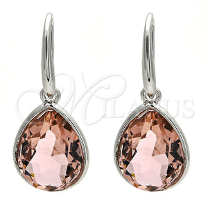 White Gold Filled Ring — Dangle Earring Teardrop Design with Light Peach Swarovski — main product view — SKU 108537 | Oro Laminado Blanco anillo — Dangle Earring Teardrop diseño with Light Peach Swarovski — SKU 108537