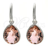 Rhodium Gold Filled Dangle Earring, Teardrop Design, with Light Peach Swarovski Crystals, Polished, Rhodium Finish, 02.239.0016.2