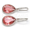 Rhodium Gold Filled Dangle Earring, Teardrop Design, with Rose Peach Swarovski Crystals, Polished, Rhodium Finish, 02.239.0016.4