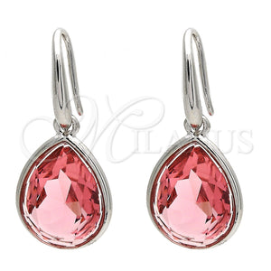 White Gold Filled Ring — Dangle Earring Teardrop Design with Rose Peach Swarovski — main product view — SKU 108539 | Oro Laminado Blanco anillo — Dangle Earring Teardrop diseño with Rose Peach Swarovski — SKU 108539
