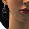 Rhodium Plated Dangle Earring, Teardrop Design, with Amethyst Swarovski Crystals, Polished, Rhodium Finish, 02.239.0016.5