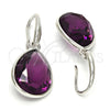 Rhodium Gold Filled Dangle Earring, Teardrop Design, with Amethyst Swarovski Crystals, Polished, Rhodium Finish, 02.239.0016.5