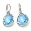 Rhodium Gold Filled Dangle Earring, Teardrop Design, with Aquamarine Swarovski Crystals, Polished, Rhodium Finish, 02.239.0016.6