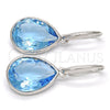 Rhodium Gold Filled Dangle Earring, Teardrop Design, with Aquamarine Swarovski Crystals, Polished, Rhodium Finish, 02.239.0016.6