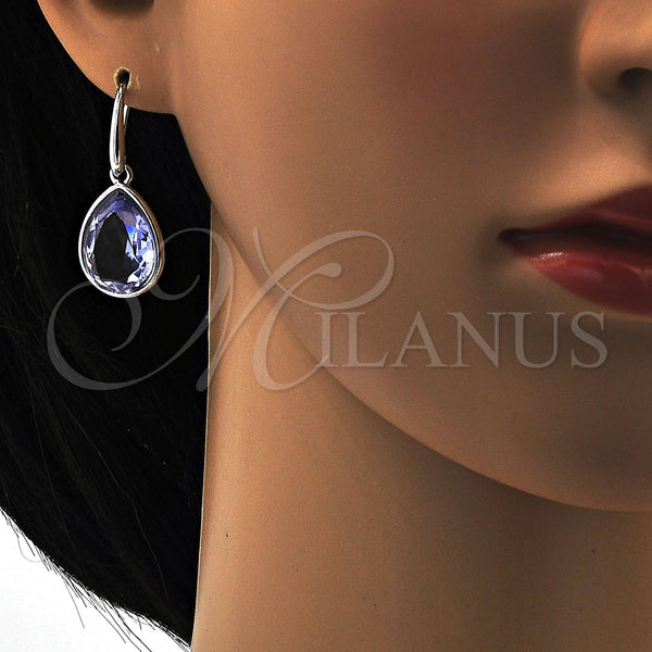 White Gold Filled Ring — Dangle Earring Teardrop Design with Provence Lavander Swarovski — alternate product view — SKU 108542 | Oro Laminado Blanco anillo — Dangle Earring Teardrop diseño with Provence Lavander Swarovski — SKU 108542