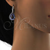 Rhodium Gold Filled Dangle Earring, Teardrop Design, with Provence Lavander Swarovski Crystals, Polished, Rhodium Finish, 02.239.0016.7
