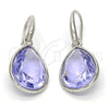 Rhodium Gold Filled Dangle Earring, Teardrop Design, with Provence Lavander Swarovski Crystals, Polished, Rhodium Finish, 02.239.0016.7