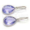 Rhodium Gold Filled Dangle Earring, Teardrop Design, with Provence Lavander Swarovski Crystals, Polished, Rhodium Finish, 02.239.0016.7