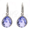 Rhodium Gold Filled Dangle Earring, Teardrop Design, with Provence Lavander Swarovski Crystals, Polished, Rhodium Finish, 02.239.0016.7