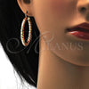 Oro Laminado Medium Hoop, Gold Filled Style Twist and Hollow Design, Diamond Cutting Finish, Tricolor, 02.170.0108.1.40