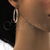 Oro Laminado Medium Hoop, Gold Filled Style Twist and Hollow Design, Diamond Cutting Finish, Tricolor, 02.170.0108.1.40