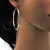 Oro Laminado Large Hoop, Gold Filled Style Hollow Design, Diamond Cutting Finish, Tricolor, 02.170.0109.1.60