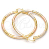Oro Laminado Large Hoop, Gold Filled Style Hollow Design, Diamond Cutting Finish, Tricolor, 02.170.0109.1.60