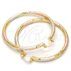 Oro Laminado Large Hoop, Gold Filled Style Hollow Design, Diamond Cutting Finish, Tricolor, 02.170.0109.1.60