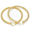 Oro Laminado Large Hoop, Gold Filled Style Hollow and Twist Design, Diamond Cutting Finish, Golden Finish, 02.170.0108.60