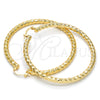 Oro Laminado Large Hoop, Gold Filled Style Hollow and Twist Design, Diamond Cutting Finish, Golden Finish, 02.170.0108.60