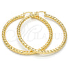 Oro Laminado Large Hoop, Gold Filled Style Hollow and Twist Design, Diamond Cutting Finish, Golden Finish, 02.170.0108.60