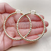 Oro Laminado Large Hoop, Gold Filled Style Hollow and Twist Design, Diamond Cutting Finish, Golden Finish, 02.170.0108.60