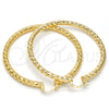 Oro Laminado Large Hoop, Gold Filled Style Hollow and Twist Design, Diamond Cutting Finish, Golden Finish, 02.170.0108.60