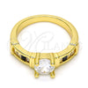 Oro Laminado Multi Stone Ring, Gold Filled Style with White and Black Cubic Zirconia, Polished, Golden Finish, 01.99.0048.07 (Size 7)