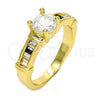 Oro Laminado Multi Stone Ring, Gold Filled Style with White and White Cubic Zirconia, Polished, Golden Finish, 01.99.0048.08 (Size 8)