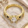 Oro Laminado Multi Stone Ring, Gold Filled Style with White and Black Cubic Zirconia, Polished, Golden Finish, 01.99.0048.09 (Size 9)