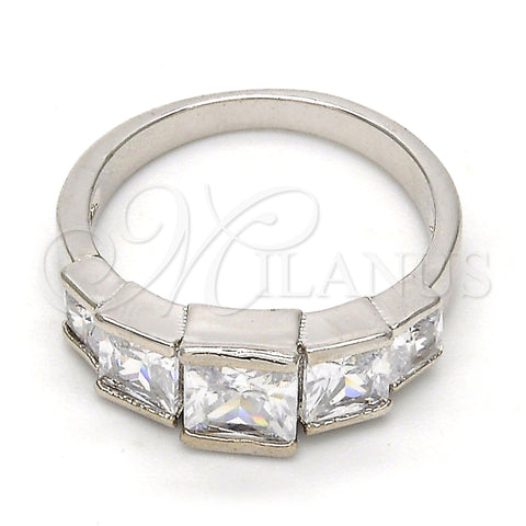 Gold Tone Multi Stone Ring, with White Cubic Zirconia, Polished, Rhodium Finish, 5.164.021.1.07.GT (Size 7)