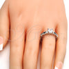 Rhodium Plated Multi Stone Ring, with White and Black Cubic Zirconia, Polished, Rhodium Finish, 01.99.0048.1.07 (Size 7)