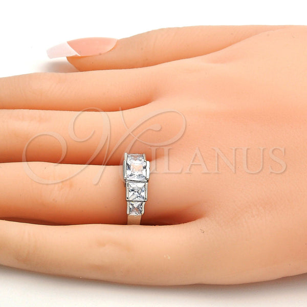 Gold Plated Ring — Multi Stone Ring with White Cubic Zirconia Polished — alternate product view — SKU 108614 | Chapa de Oro anillo — Multi Stone Ring with blanco Cubic Zirconia pulido — SKU 108614
