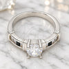 White Gold Filled Multi Stone Ring, Baguette Design, with White and Black Cubic Zirconia, Polished, Rhodium Finish, 01.99.0048.1.08 (Size 8)